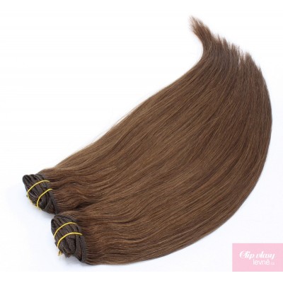 73 cm Remy Clip In Maxi Set, 100% Menschenhaar europäischen Typs - mittelbraun