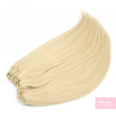 73 cm Remy Clip In Maxi Set, 100% Menschenhaar europäischen Typs - weißblond