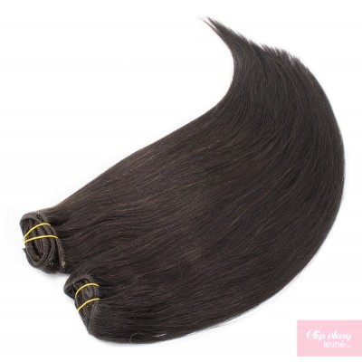 53 cm Remy Clip In Maxi Set, 100% Menschenhaar europäischen Typs - schwarz natürlich