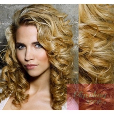 Lockiges Clip In Haar 53cm Remy 100% Menschenhaar - naturblond