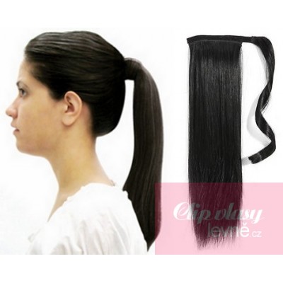 60 cm Clip-In-Pferdeschwanz/Zopf 100% japanische Kanekalon-Fasern gerade – schwarz