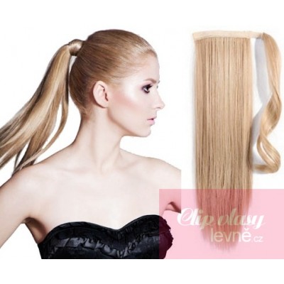 60 cm Clip-In-Pferdeschwanz/Zopf 100% japanische Kanekalon-Fasern gerade – naturblond