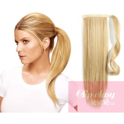 60 cm Clip-In-Pferdeschwanz/Zopf 100% japanische Kanekalon-Fasern gerade – weißblond