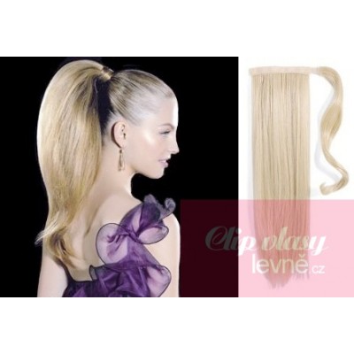 60 cm Clip-In-Pferdeschwanz/Zopf 100% japanische Kanekalon-Fasern gerade – platin