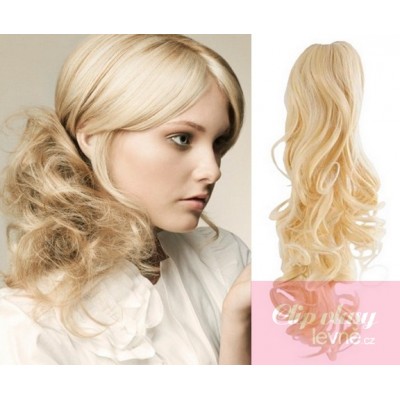 60 cm langer Clip-In-Pferdeschwanz/Zopf 100% japanische Kanekalon-Fasern lockige – platin