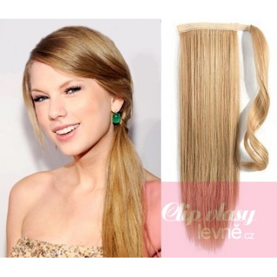 60 cm Clip-In-Pferdeschwanz/Zopf 100% japanische Kanekalon-Fasern gerade – naturblond/hellblond