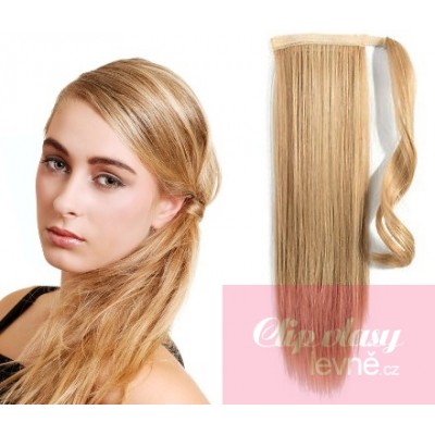 Clip-Pferdeschwanz/Zopf aus 100% Remy-Menschenhaar, 60 cm, gerade - naturblond/hellblond