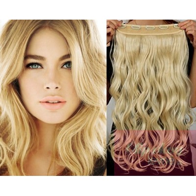 43cm Remy Clip-In Haarteil wellig – weißblond