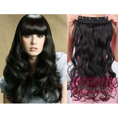 63cm Remy Clip-In Haarteil wellig – schwarz