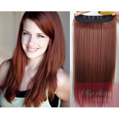 Clip In Tresse, japanische Kanekalon Fasern, 63 cm, gerade – kupfer