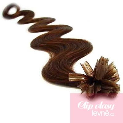 Wellige 50 cm Haar europäischen Typs für die Keratinmethode - mittelbraun