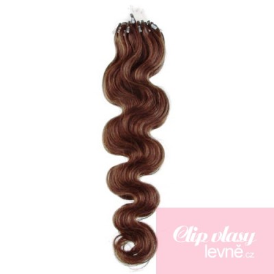 Wellige Haar für die Methoden Micro Ring / Easy Loop 60 cm – helleres braun