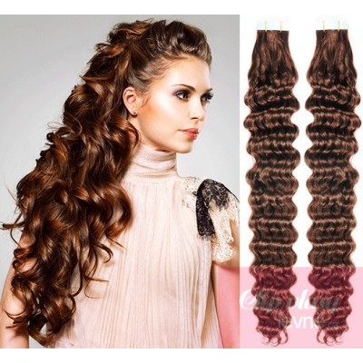 Lockiges Haar Fur Methoden Tape In 50cm Mittelbraun Clip Hair