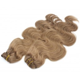 Wellige Clip In Maxi Set 53 cm Remy 100% Menschenhaar - hellbraun