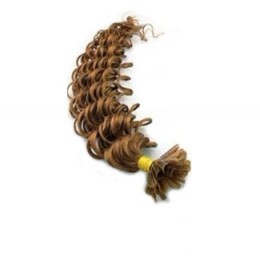 Lockiges 50 cm Haar europäischen Typs für die Keratinmethode - hellbraun